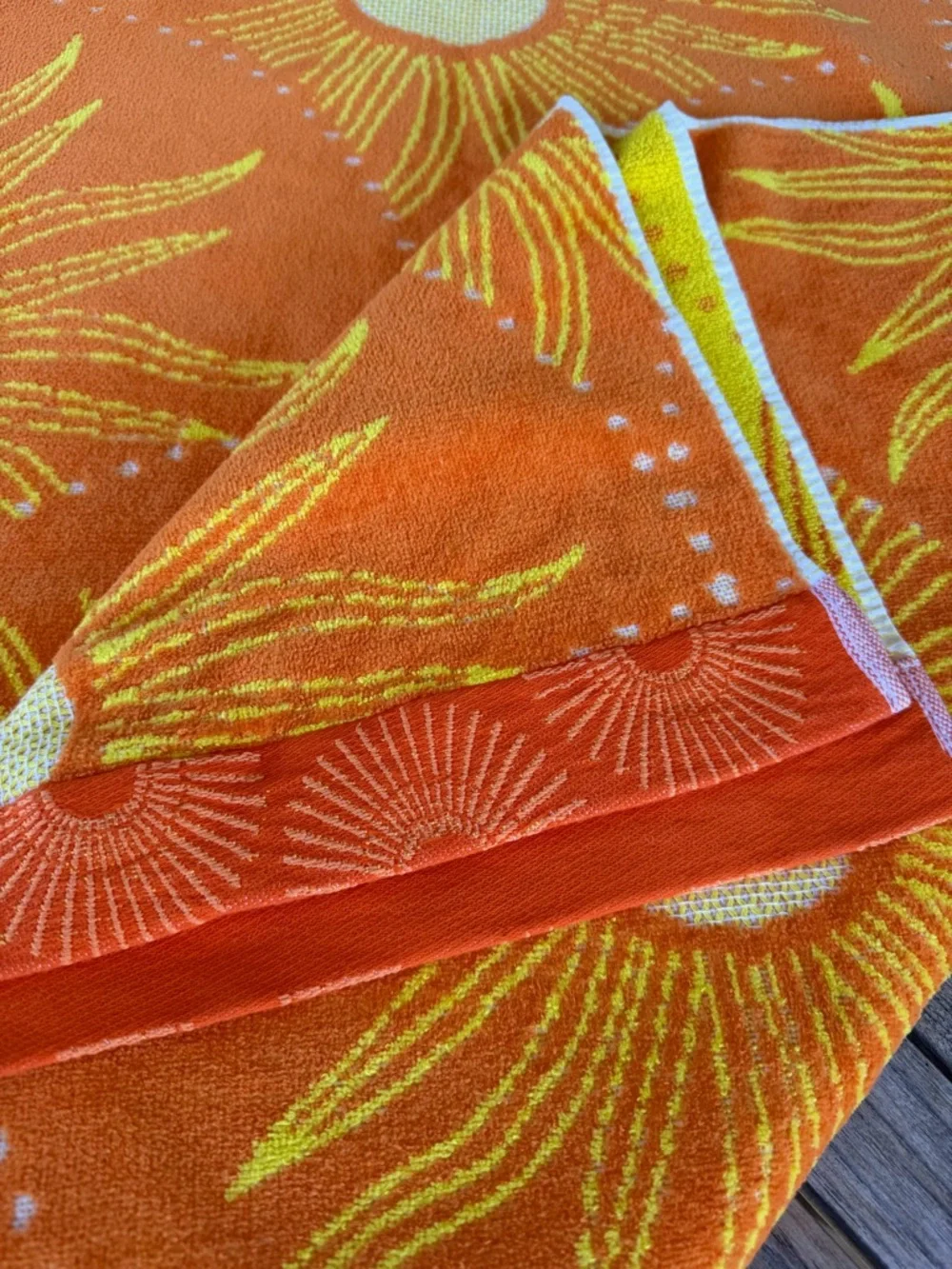 Costco Oversized Beach Towel Blazing Suns Orange Yellow 39x67 Soft 100% Cotton